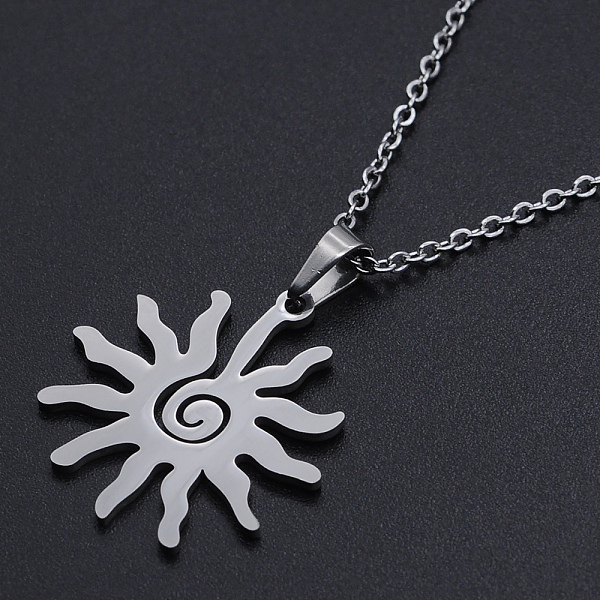 PandaHall 201 Stainless Steel Pendants Necklaces, with Cable Chains and Lobster Claw Clasps, Sun, Stainless Steel Color, 17.71 inch(45cm)...
PandaHall 201 Stainless Steel Pendants Necklaces, with Cable Chains and Lobster Claw Clasps, Sun, Stainless Steel Color, 17.71 inch(45cm)...