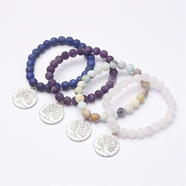 PandaHall Frosted Natural Gemstone Beaded Charm Bracelets, with Alloy Pendants, Tree of Life, Antique Silver, 2 inch(51mm) Mixed Stone..., Multicolor
PandaHall Frosted Natural Gemstone Beaded Charm Bracelets, with Alloy Pendants, Tree of Life, Antique Silver, 2 inch(51mm) Mixed Stone..., Multicolor