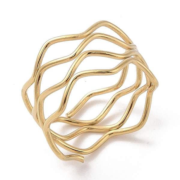 PandaHall 304 Stainless Steel Wave Finger Rings for Women, Real 18K Gold Plated, 12mm, Inner Diameter: 17mm 304 Stainless Steel
PandaHall 304 Stainless Steel Wave Finger Rings for Women, Real 18K Gold Plated, 12mm, Inner Diameter: 17mm 304 Stainless Steel