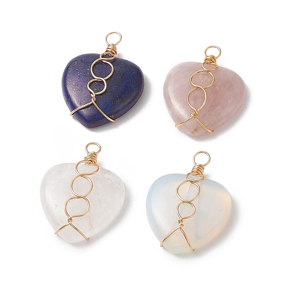 PandaHall Natural & Synthetic Mixed Gemstones Copper Wire Wrapped Pendants, Heart Charms, Golden, Mixed Dyed and Undyed...
PandaHall Natural & Synthetic Mixed Gemstones Copper Wire Wrapped Pendants, Heart Charms, Golden, Mixed Dyed and Undyed...