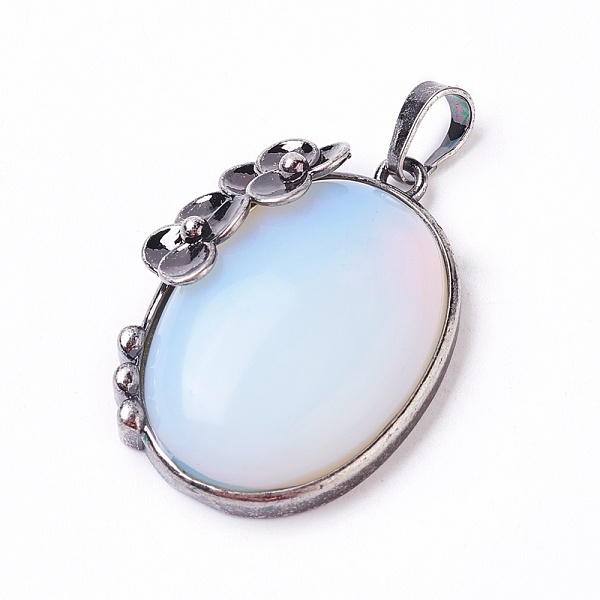 PandaHall Opalite Pendants, with Brass Findings, Oval with Flower, Antique Silver, 35x26.5x9mm, Hole: 7x5mm Opalite Oval
PandaHall Opalite Pendants, with Brass Findings, Oval with Flower, Antique Silver, 35x26.5x9mm, Hole: 7x5mm Opalite Oval