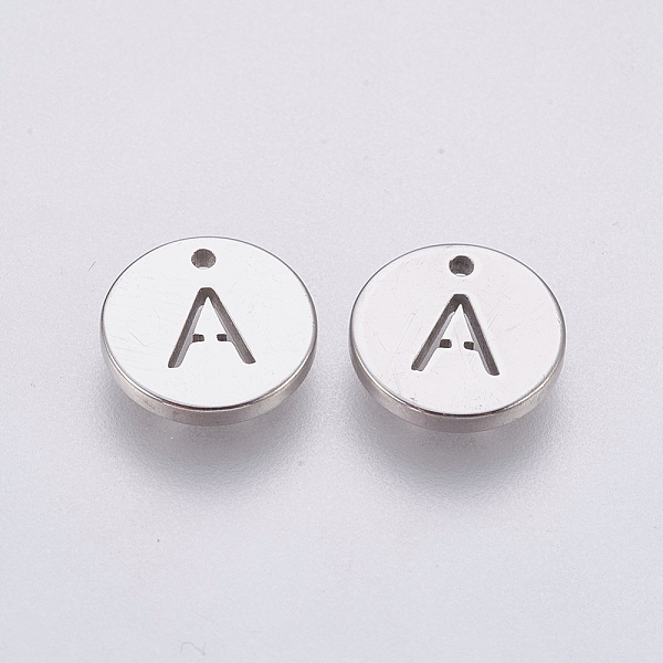 PandaHall 304 Stainless Steel Charms, Flat Round with Letter, Stainless Steel Color, Letter.A, 10x1mm, Hole: 1mm 304 Stainless Steel Letter...
PandaHall 304 Stainless Steel Charms, Flat Round with Letter, Stainless Steel Color, Letter.A, 10x1mm, Hole: 1mm 304 Stainless Steel Letter...