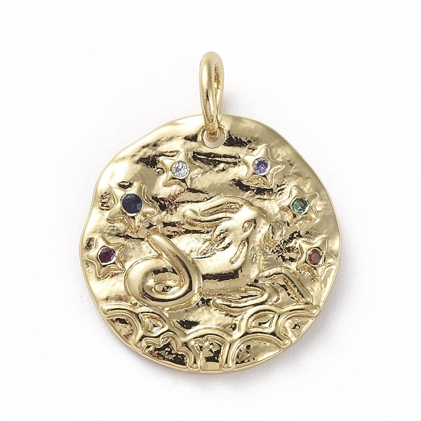 PandaHall Brass Micro Pave Cubic Zirconia Pendants, with Jump Rings, Flat Round, Constellation, Colorful, Golden, Capricorn, 14~15x2mm, Hole...
PandaHall Brass Micro Pave Cubic Zirconia Pendants, with Jump Rings, Flat Round, Constellation, Colorful, Golden, Capricorn, 14~15x2mm, Hole...