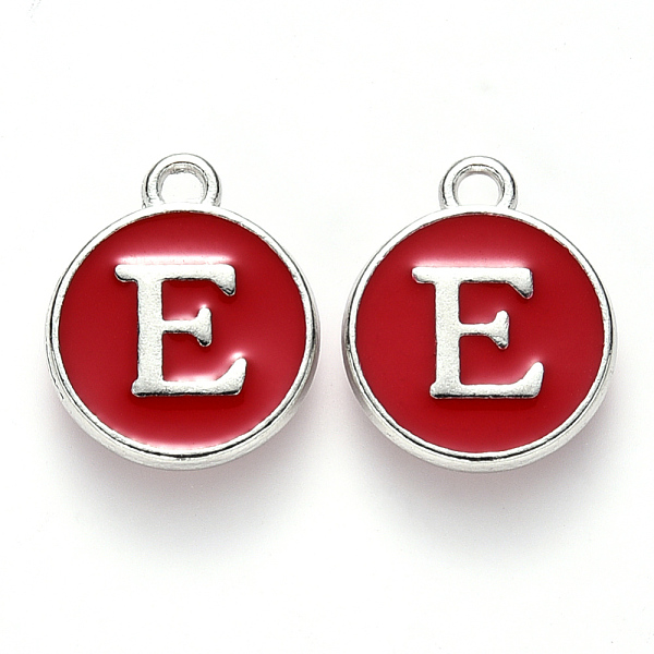 PandaHall Platinum Plated Alloy Enamel Charms, Cadmium Free & Lead Free, Enamelled Sequins, Flat Round with Letter, Red, Letter.E, 14x12x2mm...
PandaHall Platinum Plated Alloy Enamel Charms, Cadmium Free & Lead Free, Enamelled Sequins, Flat Round with Letter, Red, Letter.E, 14x12x2mm...