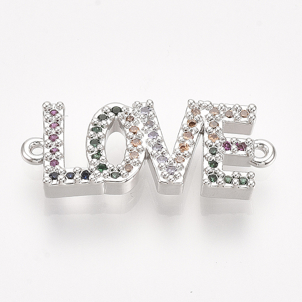 PandaHall Brass Micro Pave Cubic Zirconia Links, Word Love, Colorful, Platinum, 8.5x22x2.5mm, Hole: 0.8mm Brass+Cubic Zirconia Word
PandaHall Brass Micro Pave Cubic Zirconia Links, Word Love, Colorful, Platinum, 8.5x22x2.5mm, Hole: 0.8mm Brass+Cubic Zirconia Word