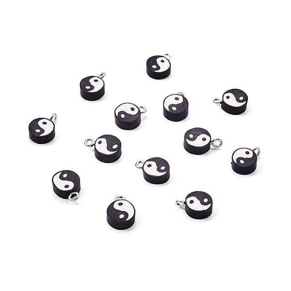 PandaHall Yilisi 100Pcs Handmade Polymer Clay Charms, with Platinum Tone Iron Findings, Flat Round with Yin Yang, Black, 13~14x9~10x4.5mm...
PandaHall Yilisi 100Pcs Handmade Polymer Clay Charms, with Platinum Tone Iron Findings, Flat Round with Yin Yang, Black, 13~14x9~10x4.5mm...