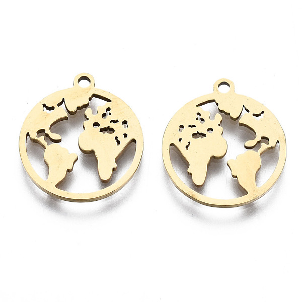 PandaHall 201 Stainless Steel Pendants, Laser Cut, Earth, Golden, 17x15x1mm, Hole: 1.4mm 201 Stainless Steel Flat Round
PandaHall 201 Stainless Steel Pendants, Laser Cut, Earth, Golden, 17x15x1mm, Hole: 1.4mm 201 Stainless Steel Flat Round