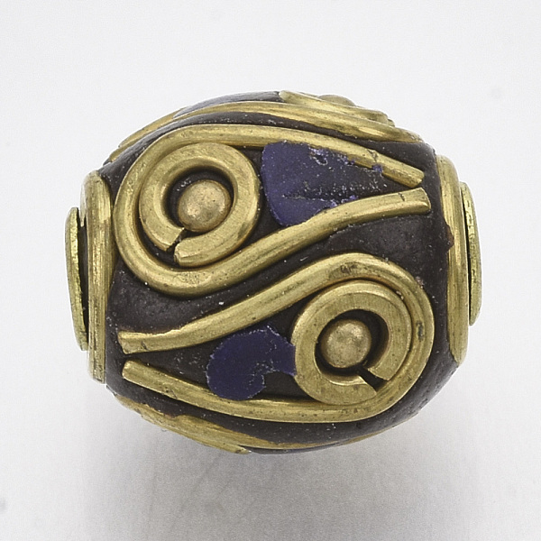 PandaHall Handmade Indonesia Beads, with Alloy Findings and Resin, Antique Golden, Barrel, DarkSlate Blue, 12x10mm, Hole: 2mm Polymer Clay...
PandaHall Handmade Indonesia Beads, with Alloy Findings and Resin, Antique Golden, Barrel, DarkSlate Blue, 12x10mm, Hole: 2mm Polymer Clay...