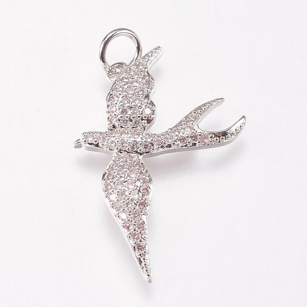 PandaHall Brass Micro Pave Cubic Zirconia Bird Pendants, Swallow, Clear, Platinum, 25x18x2mm, Hole: 1mm Brass+Cubic Zirconia Bird Clear
PandaHall Brass Micro Pave Cubic Zirconia Bird Pendants, Swallow, Clear, Platinum, 25x18x2mm, Hole: 1mm Brass+Cubic Zirconia Bird Clear