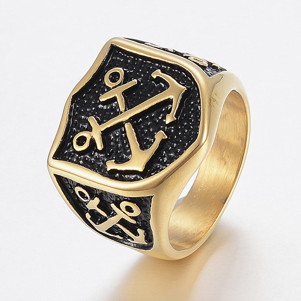 PandaHall Ion Plating(IP) 304 Stainless Steel Signet Rings for Men, Wide Band Finger Rings, Shield with Anchor, Antique Golden, US Size 14...
PandaHall Ion Plating(IP) 304 Stainless Steel Signet Rings for Men, Wide Band Finger Rings, Shield with Anchor, Antique Golden, US Size 14...
