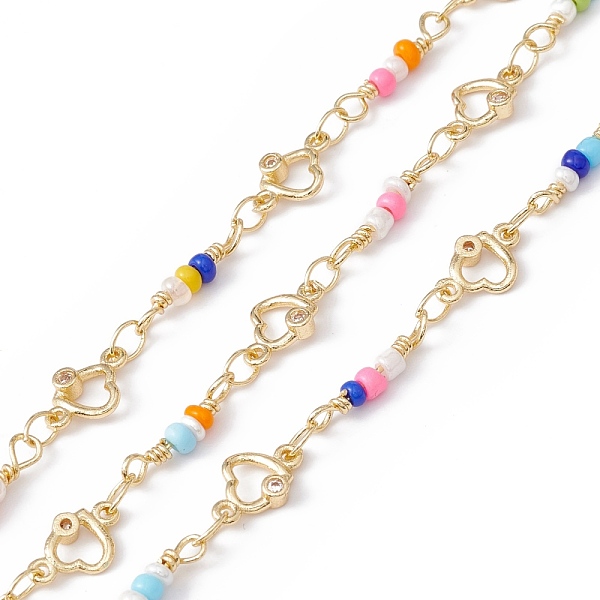 PandaHall Handmade Eco-friendly Brass Heart Link Chain, with Cubic Zirconia & Glass Seed Beaded, Real 18K Gold Plated, Lead Free & Cadmium...
PandaHall Handmade Eco-friendly Brass Heart Link Chain, with Cubic Zirconia & Glass Seed Beaded, Real 18K Gold Plated, Lead Free & Cadmium...