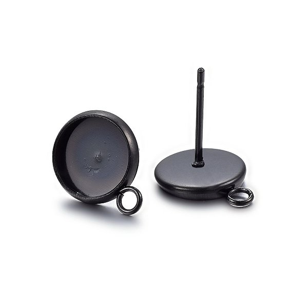PandaHall 304 Stainless Steel Stud Earring Settings, with Loop, Flat Round, Electrophoresis Black, Tray: 12mm, 16x14x2mm, Hole: 1.8mm, Pin...
PandaHall 304 Stainless Steel Stud Earring Settings, with Loop, Flat Round, Electrophoresis Black, Tray: 12mm, 16x14x2mm, Hole: 1.8mm, Pin...