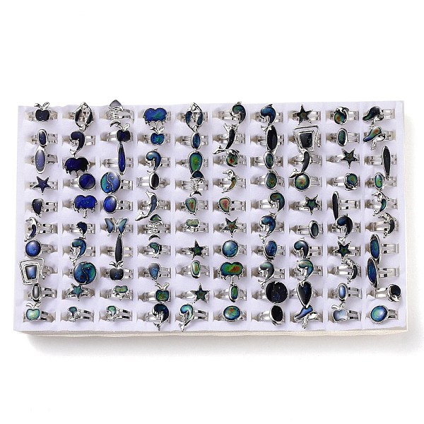 PandaHall 100Pcs Adjustable Mood Ring, Temperature Change Color Emotion Feeling Alloy Band Rings for Women, Mixed Shapes, Platinum, US Size...
PandaHall 100Pcs Adjustable Mood Ring, Temperature Change Color Emotion Feeling Alloy Band Rings for Women, Mixed Shapes, Platinum, US Size...
