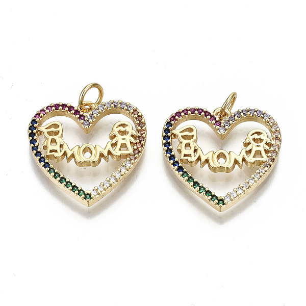 PandaHall Brass Micro Pave Color Cubic Zirconia Pendants, with Jump Ring, Heart with Word Mom & Boy and Girl, Nickel Free, Real 18K Gold...
PandaHall Brass Micro Pave Color Cubic Zirconia Pendants, with Jump Ring, Heart with Word Mom & Boy and Girl, Nickel Free, Real 18K Gold...