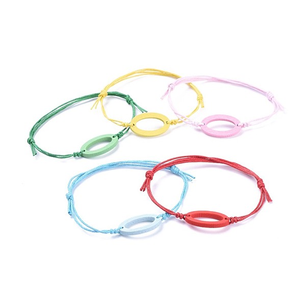 PandaHall Adjustable Waxed Cotton Cord Bracelets, with Painted Boxwood Links, Oval, Mixed Color, 6 inch~10-1/4 inch(15~26cm) Waxed Cord..., Multicolor
PandaHall Adjustable Waxed Cotton Cord Bracelets, with Painted Boxwood Links, Oval, Mixed Color, 6 inch~10-1/4 inch(15~26cm) Waxed Cord..., Multicolor