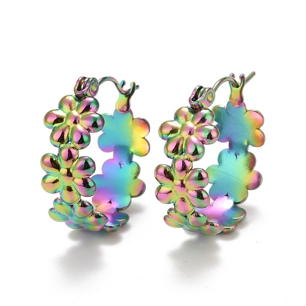 PandaHall Ion Plating(IP) Rainbow Color Flower 304 Stainless Steel Hoop Earrings for Women, 20x20x8.2mm, Pin: 0.6mm 304 Stainless Steel...
PandaHall Ion Plating(IP) Rainbow Color Flower 304 Stainless Steel Hoop Earrings for Women, 20x20x8.2mm, Pin: 0.6mm 304 Stainless Steel...