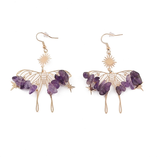 PandaHall Natural Amethyst Chips Dangle Earrings, Bohemian Hollow Butterfly Brass Jewelry for Women, 75x46mm Amethyst Butterfly
PandaHall Natural Amethyst Chips Dangle Earrings, Bohemian Hollow Butterfly Brass Jewelry for Women, 75x46mm Amethyst Butterfly