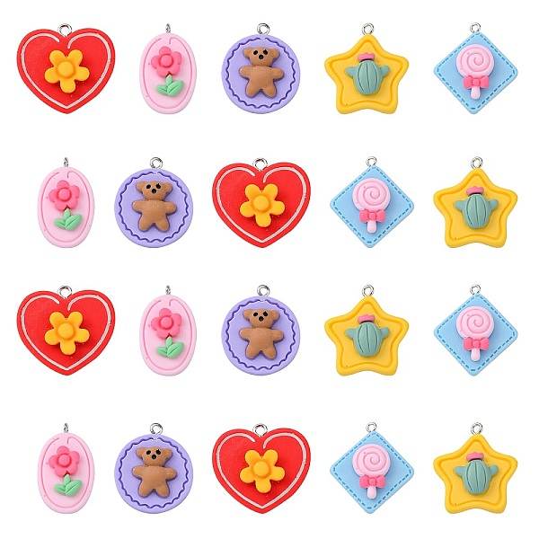 PandaHall 30Pcs 5 Styles Opaque Resin Pendants, with Platinum Tone Iron Loops, Mixed Color, 24~33x19~29x7~9mm, Hole: 2mm, 6pcs/style..., Multicolor
PandaHall 30Pcs 5 Styles Opaque Resin Pendants, with Platinum Tone Iron Loops, Mixed Color, 24~33x19~29x7~9mm, Hole: 2mm, 6pcs/style..., Multicolor