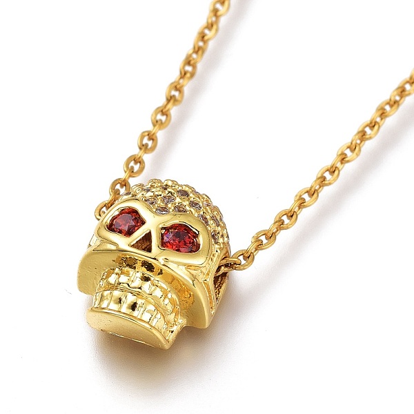 PandaHall Brass Micro Pave Cubic Zirconia Pendant Necklaces, for Halloween, with 304 Stainless Steel Cable Chains, Skull, Red, Golden, 17.91...
PandaHall Brass Micro Pave Cubic Zirconia Pendant Necklaces, for Halloween, with 304 Stainless Steel Cable Chains, Skull, Red, Golden, 17.91...