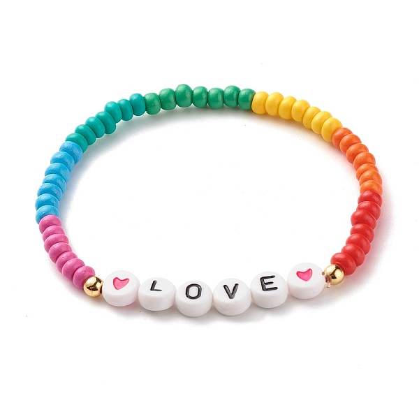 PandaHall Word LOVE Stretch Bracelets, Brass & Opaque Acrylic & Baking Paint Glass Seed Beaded Bracelets, Colorful, 0.4~0.7cm, Inner...
PandaHall Word LOVE Stretch Bracelets, Brass & Opaque Acrylic & Baking Paint Glass Seed Beaded Bracelets, Colorful, 0.4~0.7cm, Inner...