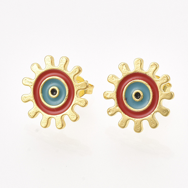 PandaHall Brass Stud Earrings, with Enamel and Ear Nuts, Sun with Evil Eye, Red, 14mm, Pin: 0.8mm Brass Evil Eye Red
PandaHall Brass Stud Earrings, with Enamel and Ear Nuts, Sun with Evil Eye, Red, 14mm, Pin: 0.8mm Brass Evil Eye Red