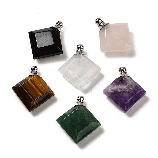 PandaHall Natural Mixed Gemstone Perfume Bottle Pendants, Faceted Rhombus Charms with Stainless Steel Color Tone 304 Stainless Steel...
PandaHall Natural Mixed Gemstone Perfume Bottle Pendants, Faceted Rhombus Charms with Stainless Steel Color Tone 304 Stainless Steel...