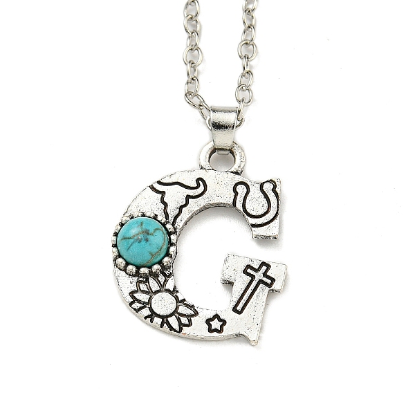 PandaHall Letter A~Z Antique Silver Plated Alloy with Synthetic Turquoise Pendant Necklaces, with Iron Cable Chains, Letter G, 18.70 inch...
PandaHall Letter A~Z Antique Silver Plated Alloy with Synthetic Turquoise Pendant Necklaces, with Iron Cable Chains, Letter G, 18.70 inch...