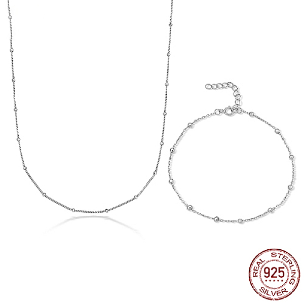 PandaHall Rhodium Plated 925 Sterling Silver Jewelry Set, Satellite Chain Necklaces & Bracelet, Platinum, 15.75 inch(40cm), 6.69 inch(17cm)...
PandaHall Rhodium Plated 925 Sterling Silver Jewelry Set, Satellite Chain Necklaces & Bracelet, Platinum, 15.75 inch(40cm), 6.69 inch(17cm)...