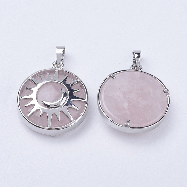PandaHall Natural Rose Quartz Pendants, with Brass Findings, Flat Round with Sun & Moon, Platinum, 31x27.5x8mm, Hole: 5x7mm Rose Quartz Flat...
PandaHall Natural Rose Quartz Pendants, with Brass Findings, Flat Round with Sun & Moon, Platinum, 31x27.5x8mm, Hole: 5x7mm Rose Quartz Flat...