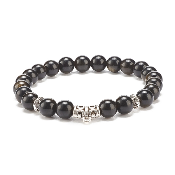 PandaHall Natural Golden Sheen Obsidian Stretch Bracelet with Alloy Beads, Gemstone Jewelry for Women, Inner Diameter: 2-1/4 inch(5.7cm)...
PandaHall Natural Golden Sheen Obsidian Stretch Bracelet with Alloy Beads, Gemstone Jewelry for Women, Inner Diameter: 2-1/4 inch(5.7cm)...