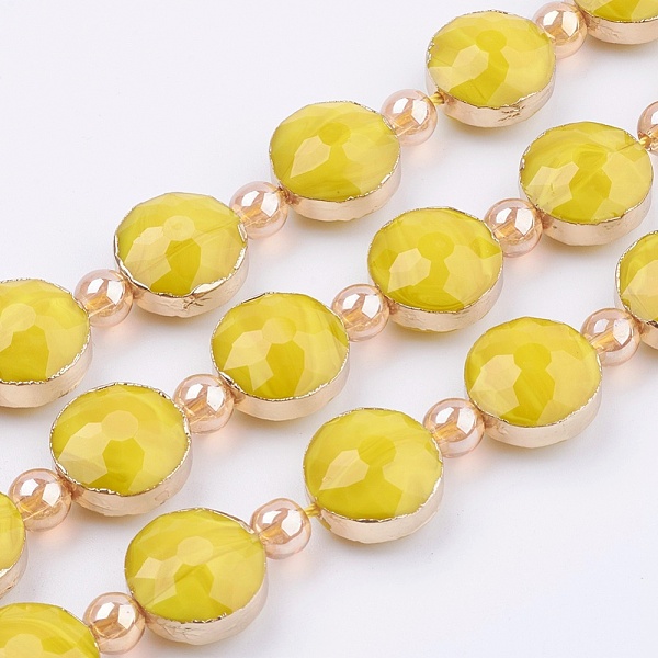 PandaHall Opaque Glass Beads Strands, with Brass Findings, Faceted, Flat Round, Golden, Gold, 14x9mm, Hole: 1mm, about 10pcs/strand, 7.4...
PandaHall Opaque Glass Beads Strands, with Brass Findings, Faceted, Flat Round, Golden, Gold, 14x9mm, Hole: 1mm, about 10pcs/strand, 7.4...