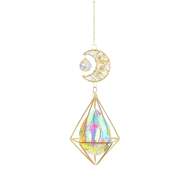 PandaHall Glass Suncatchers, Golden Wire Wrap Moon & Diamond Hanging Ornaments Home Garden Decoration, Teardrop, 440mm Glass Teardrop
PandaHall Glass Suncatchers, Golden Wire Wrap Moon & Diamond Hanging Ornaments Home Garden Decoration, Teardrop, 440mm Glass Teardrop