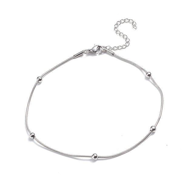 PandaHall 304 Stainless Steel Round Snake Chain Anklets, with Round Beads and Lobster Claw Clasps, Stainless Steel Color, 9-1/2 inch(24cm)...
PandaHall 304 Stainless Steel Round Snake Chain Anklets, with Round Beads and Lobster Claw Clasps, Stainless Steel Color, 9-1/2 inch(24cm)...