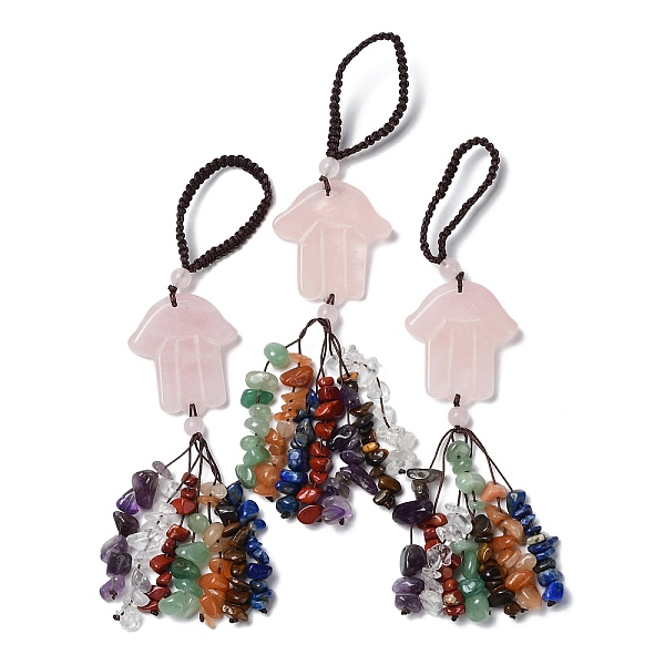PandaHall Hamsa Hand/Hand of Miriam Natural Rose Quartz Pendant Decorations, Nylon Cord and Gemstone Chip Tassel Hanging Ornaments...
PandaHall Hamsa Hand/Hand of Miriam Natural Rose Quartz Pendant Decorations, Nylon Cord and Gemstone Chip Tassel Hanging Ornaments...