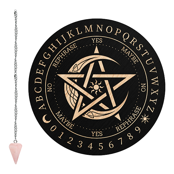 PandaHall CRASPIRE Pendulum Board Pentagram Dowsing Divination Metaphysical Message Board 7.9Inch Wooden Carven Board with Rose Quartz...
PandaHall CRASPIRE Pendulum Board Pentagram Dowsing Divination Metaphysical Message Board 7.9Inch Wooden Carven Board with Rose Quartz...