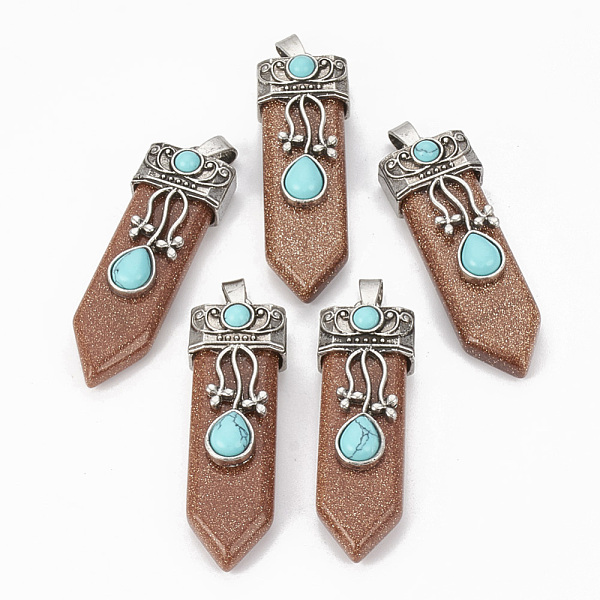 PandaHall Synthetic Goldstone Pendants, with Alloy Findings, Sword, Antique Silver, 49~55x16x10~11mm, Hole: 6.5x3mm Goldstone Others
PandaHall Synthetic Goldstone Pendants, with Alloy Findings, Sword, Antique Silver, 49~55x16x10~11mm, Hole: 6.5x3mm Goldstone Others