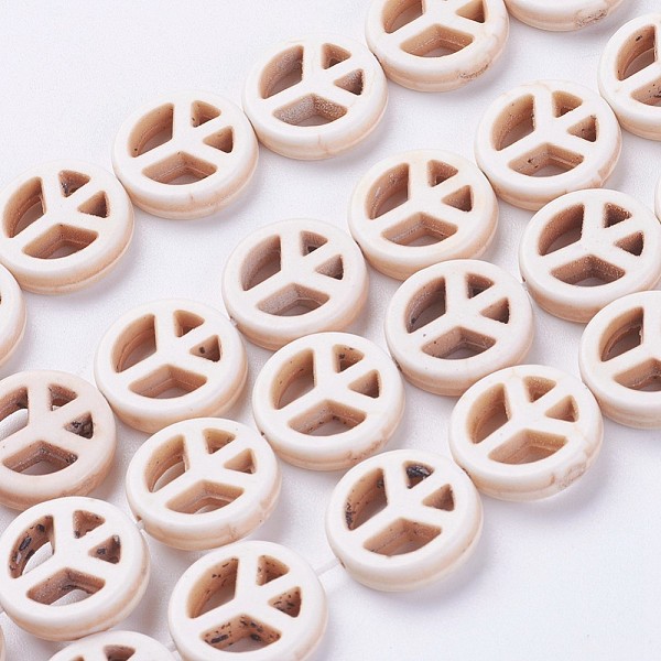 PandaHall Synthetic Turquoise Beads Strands, Peace Sign, Dyed & Heated, Antique White, 15x4mm, Hole: 1mm, about 25pcs/strand, about 15 inch...
PandaHall Synthetic Turquoise Beads Strands, Peace Sign, Dyed & Heated, Antique White, 15x4mm, Hole: 1mm, about 25pcs/strand, about 15 inch...