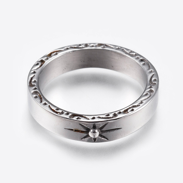 PandaHall 304 Stainless Steel Rings, Sun, Antique Silver, Size 8, 18mm 304 Stainless Steel
PandaHall 304 Stainless Steel Rings, Sun, Antique Silver, Size 8, 18mm 304 Stainless Steel