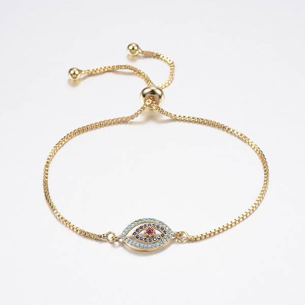 PandaHall Adjustable Brass Micro Pave Cubic Zirconia Bolo Bracelets, Slider Bracelets, with Brass Box Chains, Eye, Golden, 10-1/4 inch...
PandaHall Adjustable Brass Micro Pave Cubic Zirconia Bolo Bracelets, Slider Bracelets, with Brass Box Chains, Eye, Golden, 10-1/4 inch...