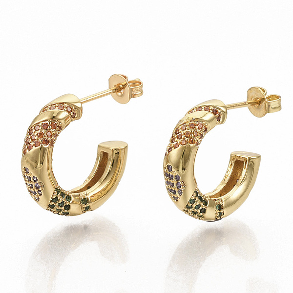 PandaHall Brass Micro Pave Colorful Cubic Zirconia Stud Earrings, Half Hoop Earrings, with Earring Backs, Real 16K Gold Plated, 21x17x4.5mm...
PandaHall Brass Micro Pave Colorful Cubic Zirconia Stud Earrings, Half Hoop Earrings, with Earring Backs, Real 16K Gold Plated, 21x17x4.5mm...