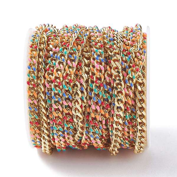 PandaHall Two Tone Handmade Brass Curb Chains, with Enamel and Spool, Unwelded, Long-Lasting Plated, Golden, 6x5x1mm Brass
PandaHall Two Tone Handmade Brass Curb Chains, with Enamel and Spool, Unwelded, Long-Lasting Plated, Golden, 6x5x1mm Brass