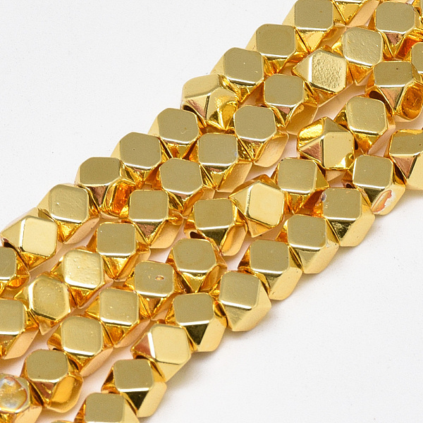 PandaHall Electroplate Non-magnetic Synthetic Hematite Beads Strands, Polygon, Golden Plated, 4x4x4mm, Hole: 2mm, about 97pcs/strand, 15.7...
PandaHall Electroplate Non-magnetic Synthetic Hematite Beads Strands, Polygon, Golden Plated, 4x4x4mm, Hole: 2mm, about 97pcs/strand, 15.7...