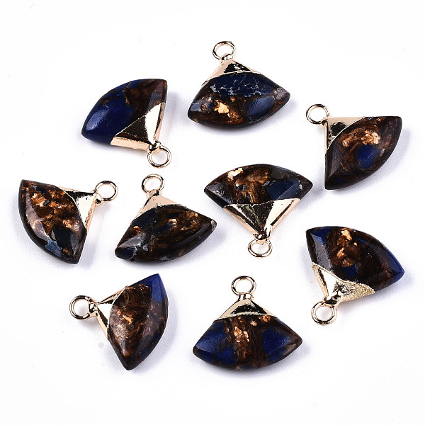PandaHall Fan Assembled Synthetic Bronzite and Lapis Lazuli Pendants, with Iron Loop and Light Gold Plated Brass Top, 18~19x18~19x5~6mm...
PandaHall Fan Assembled Synthetic Bronzite and Lapis Lazuli Pendants, with Iron Loop and Light Gold Plated Brass Top, 18~19x18~19x5~6mm...