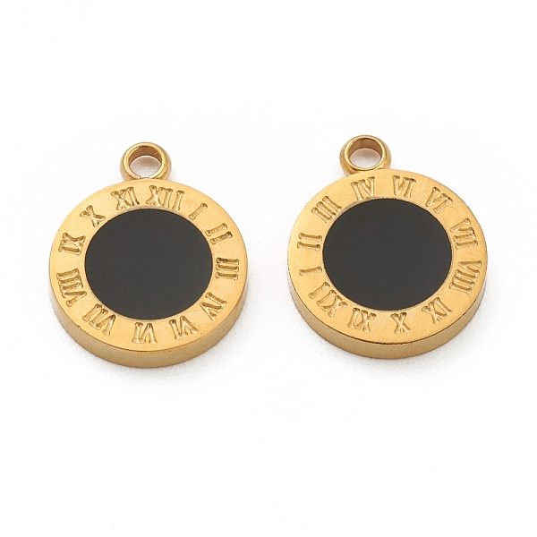 PandaHall Fashion 304 Stainless Steel Enamel Charms, Flat Round with Black Roman Numerals, Golden, 14x11x2mm, Hole: 1.8mm Stainless...
PandaHall Fashion 304 Stainless Steel Enamel Charms, Flat Round with Black Roman Numerals, Golden, 14x11x2mm, Hole: 1.8mm Stainless...