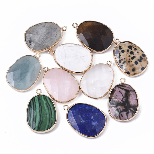 PandaHall Natural & Synthetic Gemstone Pendants, with Golden Plated Edge Brass Findings, Nickel Free, Faceted, Oval, 25~26x17~18x5mm, Hole...
PandaHall Natural & Synthetic Gemstone Pendants, with Golden Plated Edge Brass Findings, Nickel Free, Faceted, Oval, 25~26x17~18x5mm, Hole...