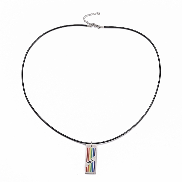 PandaHall Pride Style 201 Stainless Steel Pendant Necklaces, with Enamel and Waxed Cords, Rectangle, Colorful, Stainless Steel Color, 23.54...
PandaHall Pride Style 201 Stainless Steel Pendant Necklaces, with Enamel and Waxed Cords, Rectangle, Colorful, Stainless Steel Color, 23.54...