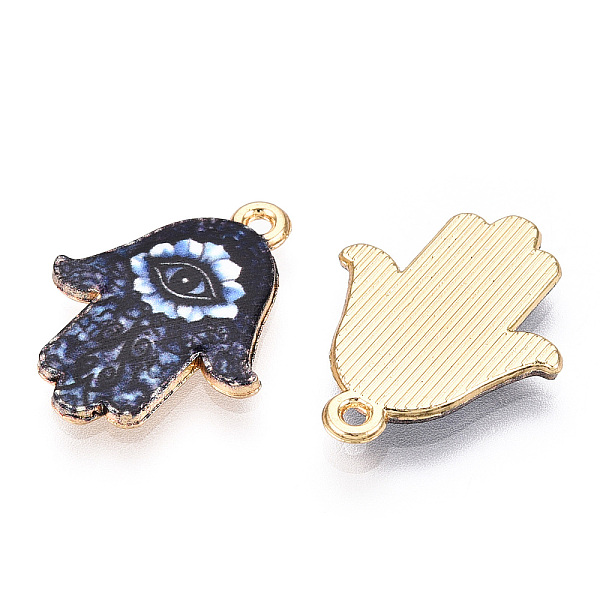 PandaHall Printed Light Gold Tone Alloy Pendants, Hamsa Hand with Eye Charms, Prussian Blue, 23x18x2mm, Hole: 1.4mm Alloy Hamsa Hand
PandaHall Printed Light Gold Tone Alloy Pendants, Hamsa Hand with Eye Charms, Prussian Blue, 23x18x2mm, Hole: 1.4mm Alloy Hamsa Hand