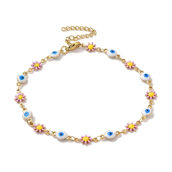 PandaHall 304 Stainless Steel Anklet, Enamel Copper Multicolor Daisy Flower with Evil Eye Chain for Women, Golden, 9-3/8 inch(23.7cm)...
PandaHall 304 Stainless Steel Anklet, Enamel Copper Multicolor Daisy Flower with Evil Eye Chain for Women, Golden, 9-3/8 inch(23.7cm)...