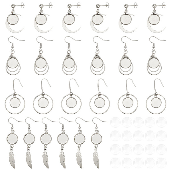 PandaHall 8 Pairs 4 Style 304 Stainless Steel Earring Hooks, Ear Wire with Round Trays, Teardrop & Ring & Feather & Moon, Golden, 35~65mm...
PandaHall 8 Pairs 4 Style 304 Stainless Steel Earring Hooks, Ear Wire with Round Trays, Teardrop & Ring & Feather & Moon, Golden, 35~65mm...