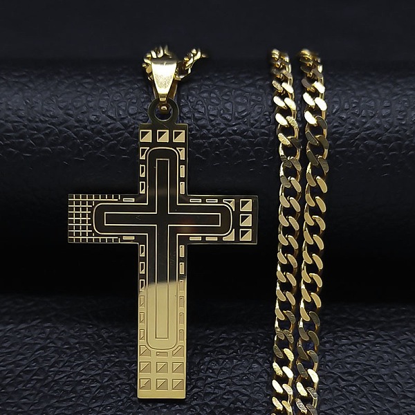 PandaHall Stainless Steel Cross Pendant Necklaces, Curb Chain Necklaces for Men Stainless Steel
PandaHall Stainless Steel Cross Pendant Necklaces, Curb Chain Necklaces for Men Stainless Steel